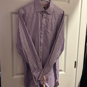 Men’s Thomas Pink Purple striped dress shirt size 16 1/2 35 large